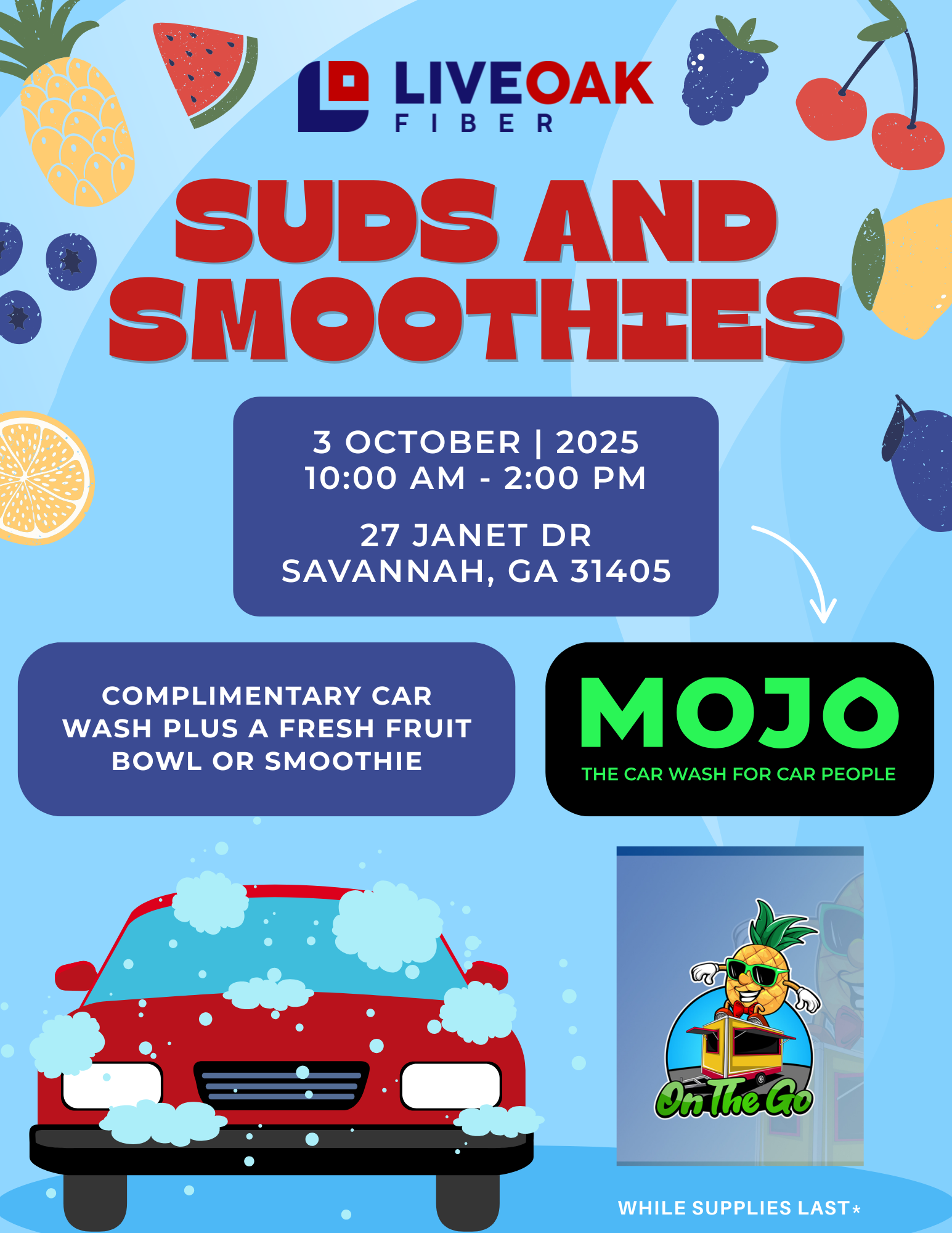 Sud’s and Smoothies – Supported by LiveOak Fiber
