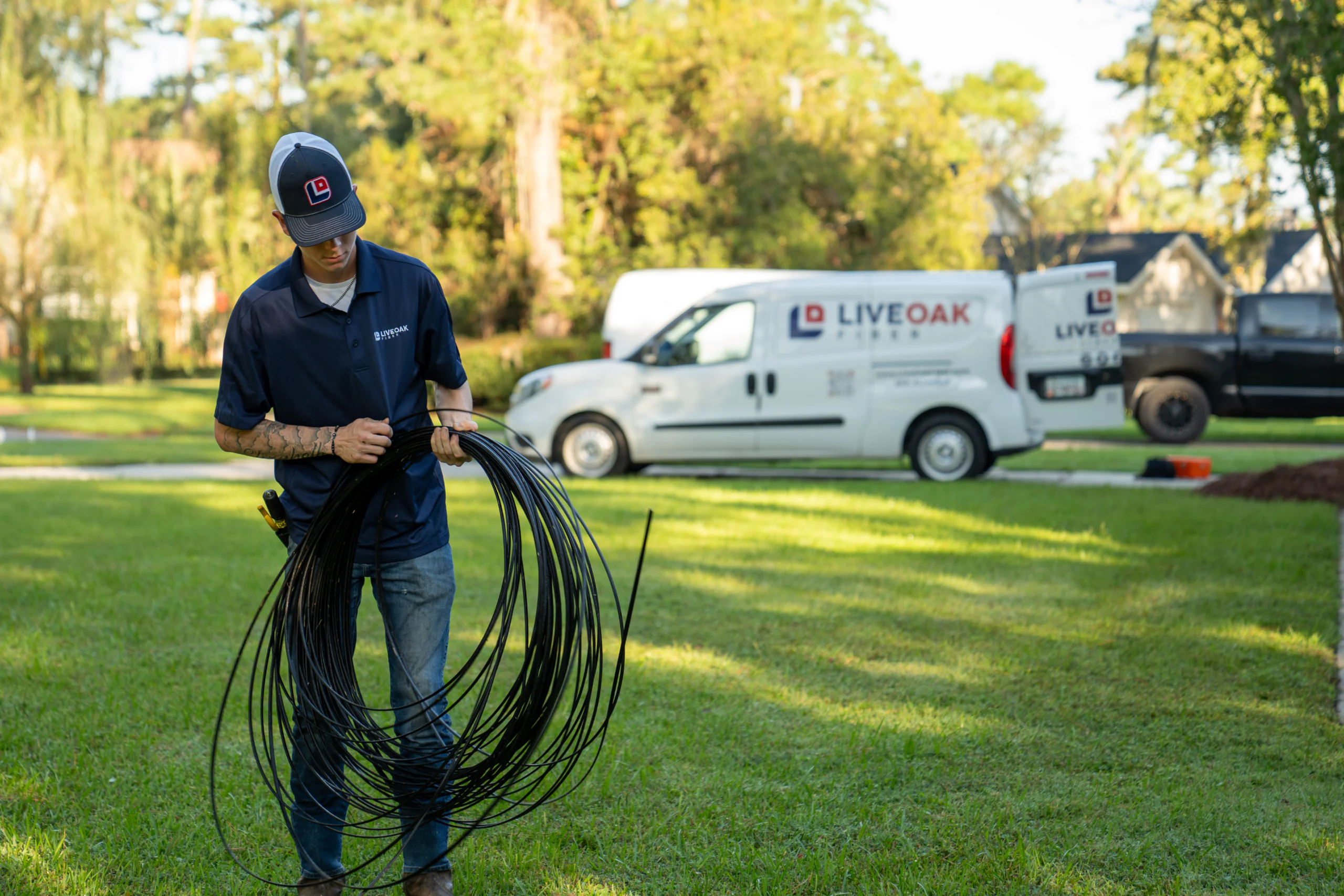 LiveOak Fiber technician and service van